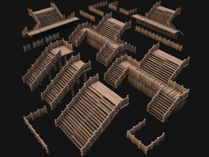 Stairs and Fences Medieval Pack 3D Model