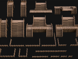 Stairs and Fences Medieval Pack Model 3D