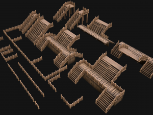 Stairs and Fences Medieval Pack Model 3D
