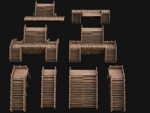 Stairs and Fences Medieval Pack Model 3D