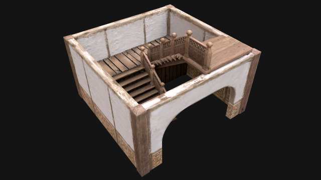 Staircase in a Medieval Room 3D Model .c4d .max .obj .3ds .fbx .stl .blend 