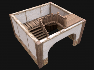 Staircase in a Medieval Room 3D Model