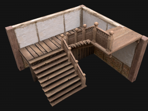 Staircase in a Medieval Room 3D Model