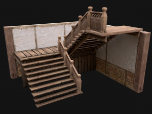 Staircase in a Medieval Room 3D Model