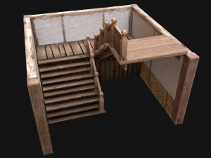 Staircase in a Medieval Room 3D Model