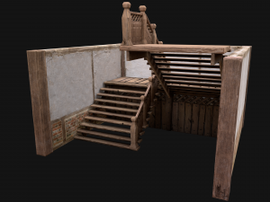 Staircase in a Medieval Room 3D Model