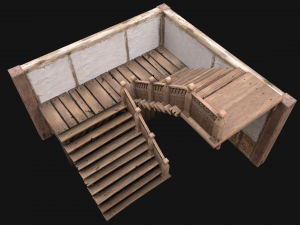 Staircase in a Medieval Room 3D Model