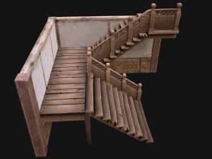 Staircase in a Medieval Room 3D Model