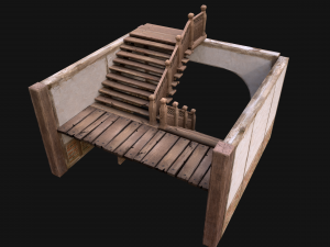 Staircase in a Medieval Room 3D Model
