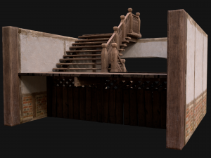 Staircase in a Medieval Room 3D Model