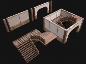 Staircase in a Medieval Room 3D Model