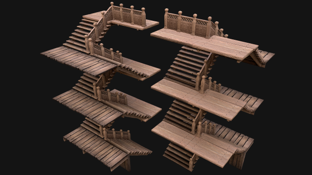 Staircase Flights of stairs Medieval Pack Modelo 3D .c4d .max .obj .3ds .fbx .stl .blend 