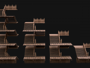 Staircase Flights of stairs Medieval Pack Modelo 3D