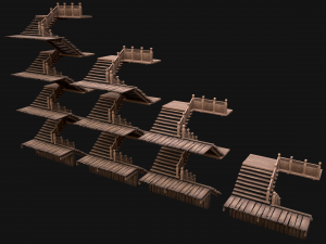 Staircase Flights of stairs Medieval Pack Modelo 3D