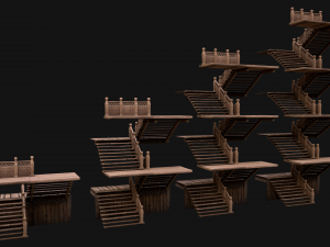 Staircase Flights of stairs Medieval Pack Modelo 3D