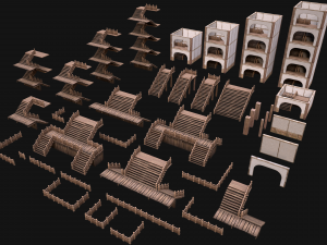 Medieval Stairs Large Pack 3D Model