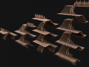 Medieval Stairs Large Pack Model 3D