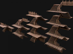 Medieval Stairs Large Pack 3D Model