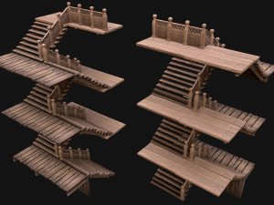 Medieval Stairs Large Pack Model 3D