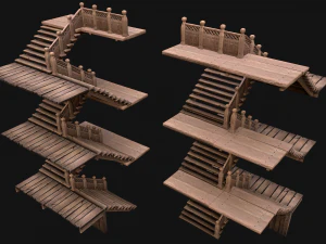 Medieval Stairs Large Pack 3D Model