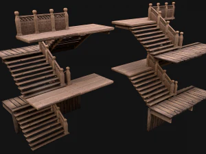 Medieval Stairs Large Pack 3D Model