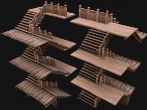 Medieval Stairs Large Pack Model 3D