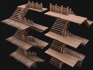 Medieval Stairs Large Pack 3D Model