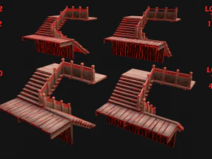 Medieval Stairs Large Pack 3D Model