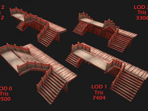 Medieval Stairs Large Pack 3D Model