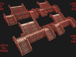 Medieval Stairs Large Pack Model 3D