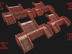 Medieval Stairs Large Pack Model 3D