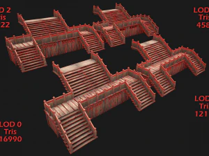 Medieval Stairs Large Pack 3D Model