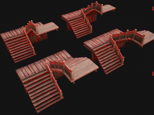 Medieval Stairs Large Pack Model 3D