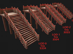Medieval Stairs Large Pack 3D Model