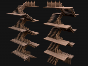 Medieval Stairs Large Pack Model 3D