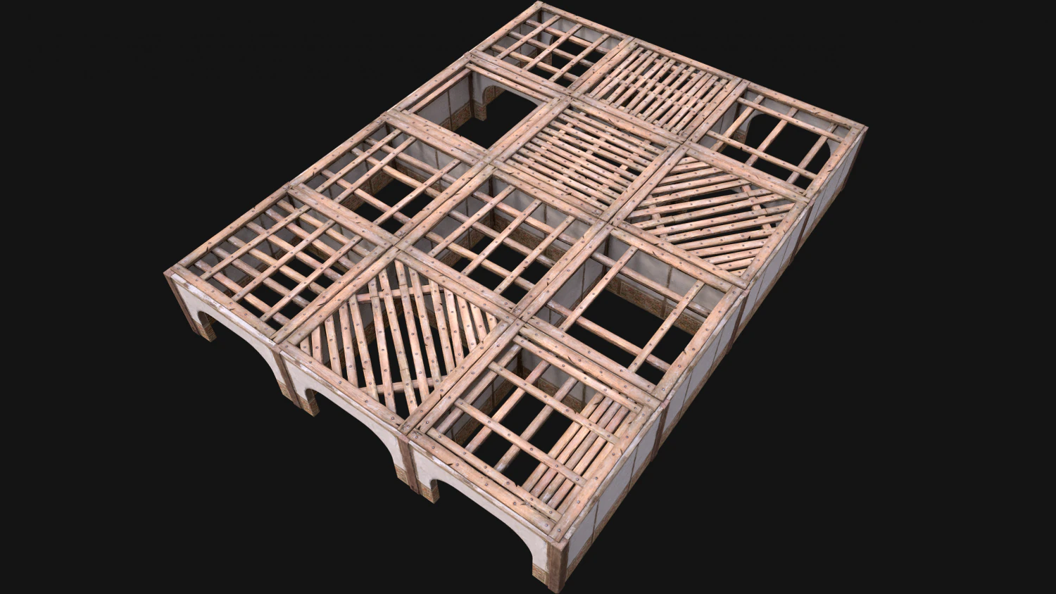Wooden Roof Floor Medieval Pack 3D Model .c4d .max .obj .3ds .fbx .stl .blend 