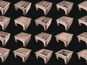 Wooden Roof Floor Medieval Pack Modelo 3D