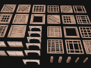 Wooden Roof Floor Medieval Pack Modelo 3D
