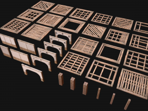 Wooden Roof Floor Medieval Pack Modelo 3D