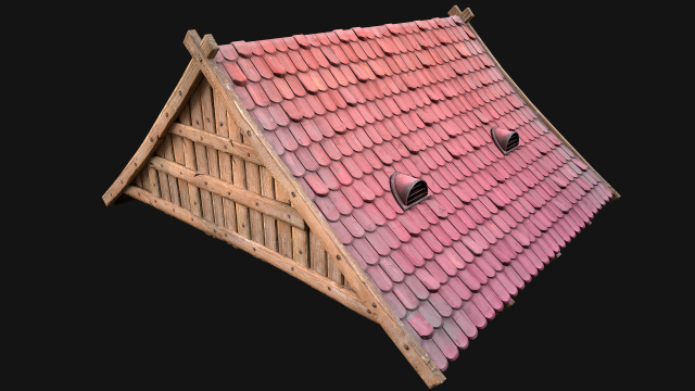Medieval Tile Roof Modular 3D Model .c4d .max .obj .3ds .fbx .stl .blend 