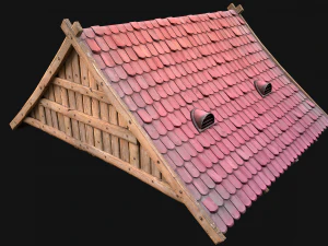 Tetto in tegole medievale modulare Modello 3D