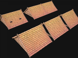Medieval Tile Roof Modular 3D Model