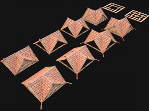 Medieval Corner Roof 3D Model