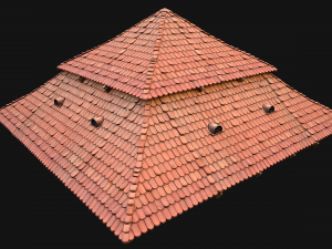Medieval Roof Large Pyramid Model 3D
