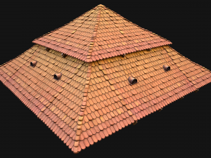 Medieval Roof Large Pyramid Model 3D