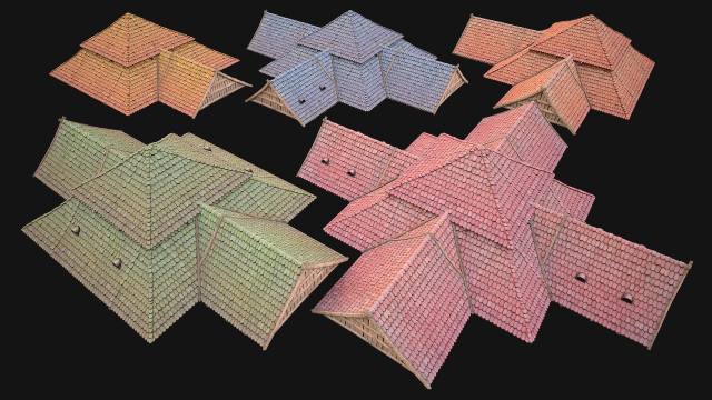 Medieval Roof Tile Modular 3D 모델 .c4d .max .obj .3ds .fbx .stl .blend 