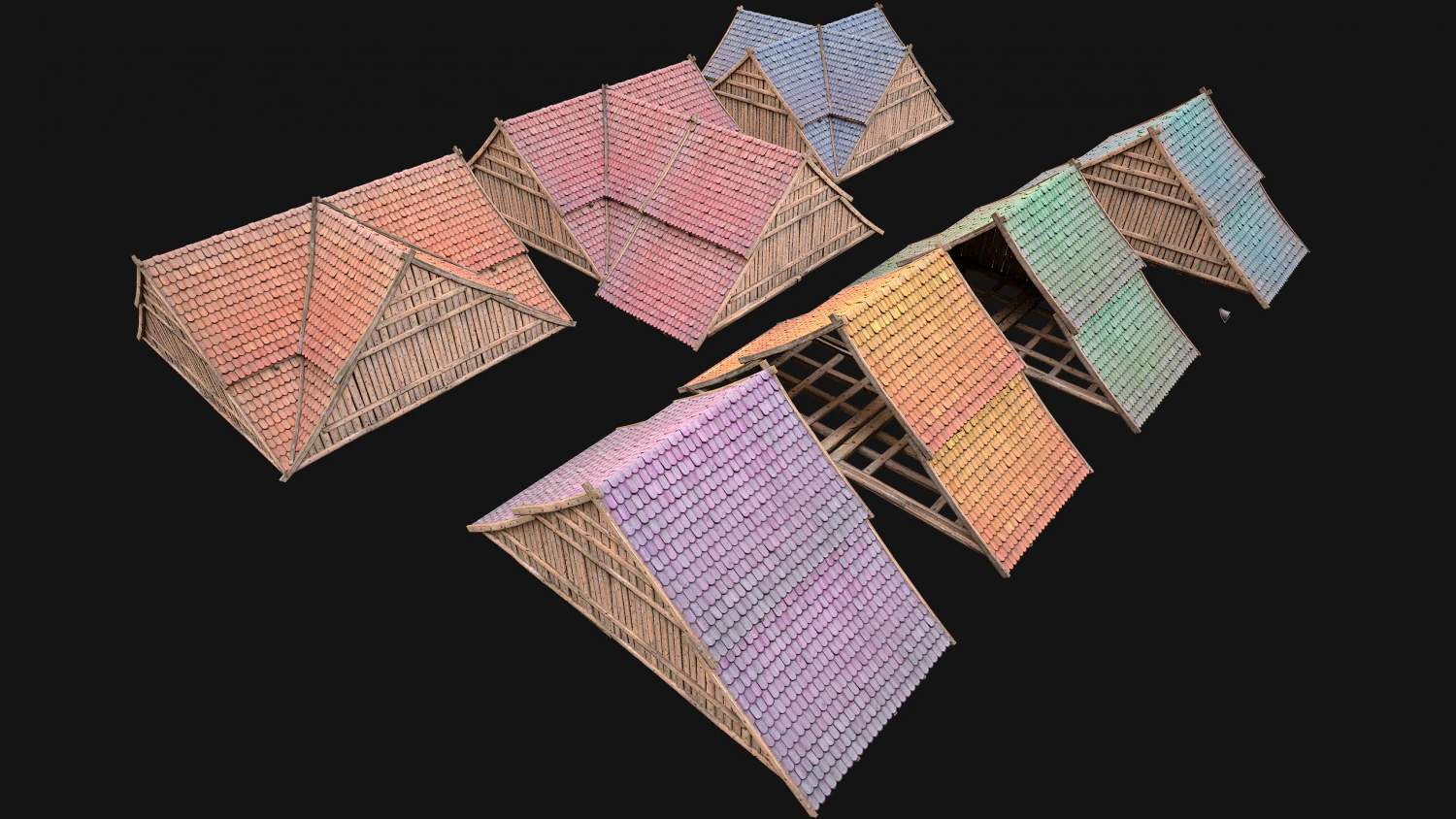 Medieval Tiled Roof for House 3D Model .c4d .max .obj .3ds .fbx .stl .blend 