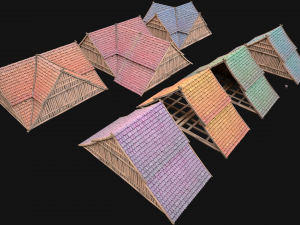 Medieval Tiled Roof for House 3D Model