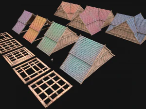Medieval Tiled Roof for House 3D Model
