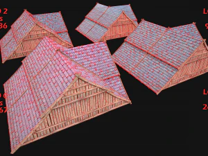 Medieval Tiled Roof for House 3D Model